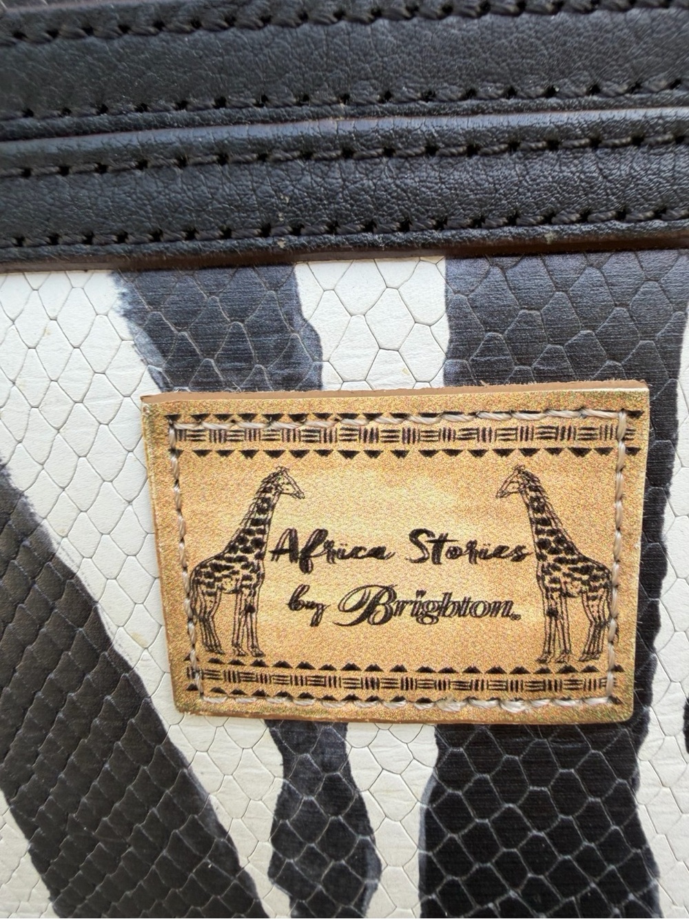Brighton Africa Stories Zebra Butterfly Tote Bag Black White Embroidered Handbag - Picture 6 of 16